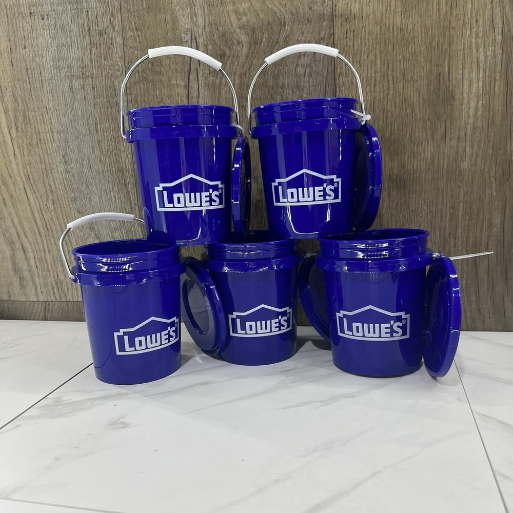 5-Pack Mini Lowe's Bucket 0.5-Quart BPA-Free Food-gGrade Paint Mini Buckets, Lid